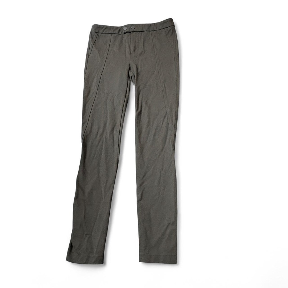 Vince Womens Office Siren Size 4 Olive Green Double Snap Stitch Front Seam Pants